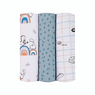 Cueiro Flanelado Estampado Dino 1,0M X 80Cm Papi Baby