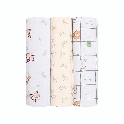 Cueiro Bebê Flanelado Estampado Ursinho 1,0Mx80Cm Papi Baby