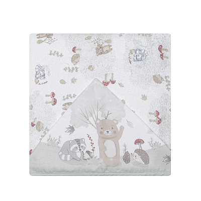 Toalha De Banho Infantil Felpuda Capuz Floresta 90Cm X 70Cm