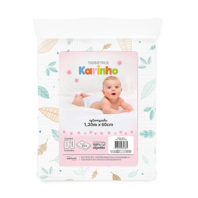 Toalha de Fralda Bebê Neutro Contém 03 Un Karinho