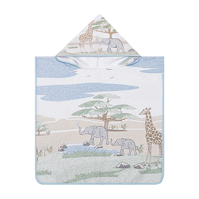 Toalha Bebê Poncho Felpuda Com Capuz Estampa Africa 58x58cm