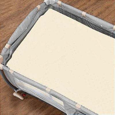 Lençol De Berço Desmontável Creme Mami Bichuus Liso Papi