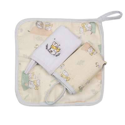 Paninho De Boca Bordado Urso Soft Com Prendedor De Chupeta