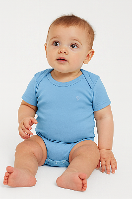 Body Bebê Azul em Meia Malha 100% Algodão Revedor