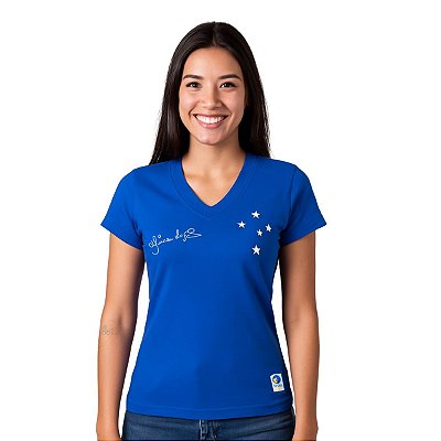 Camisa Cruzeiro Feminina Retrô Dirceu Lopes Azul