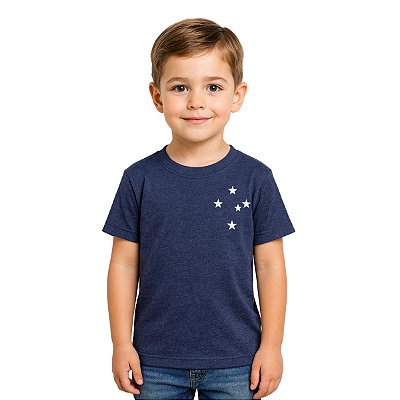 Camisa Cruzeiro Infantil Marinho Estrelas Bordadas Oficial