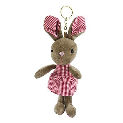 Chaveiro de Pelúcia Coelhinha Cinza 24cm