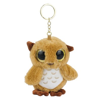 Chaveiro de Pelúcia Corujinha Marrom 12cm