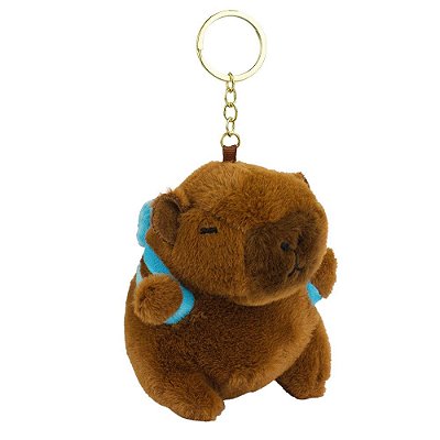 Chaveiro de Pelúcia Capivara Mochila Azul 11cm