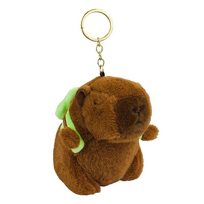 Chaveiro de Pelúcia Capivara Mochila Verde 11cm
