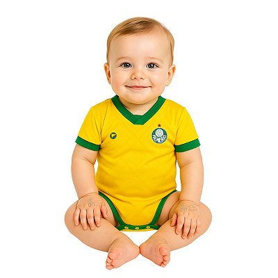 Body Bebê Palmeiras Verde e Amarelo Torcida Baby Oficial