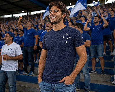 Camisa Cruzeiro Marinho Estrelas Adulto Masculina Oficial