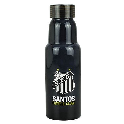 Garrafa de Vidro Preta Escudo Santos 500ml Oficial