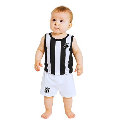 Conjunto Ceará Bebê Regata Listrado Torcida Baby Oficial