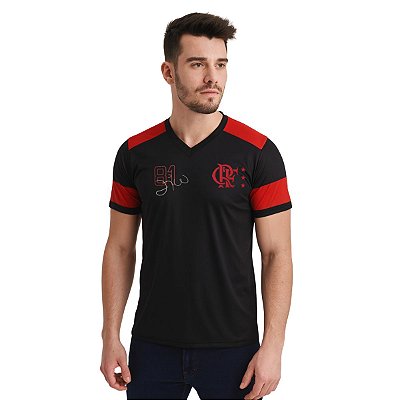Camisa Flamengo Zico Preto Vermelho Adulto Oficial
