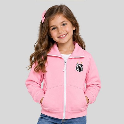 Blusa Infantil Santos Rosa Moletom Oficial