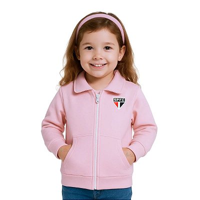 Blusa Infantil São Paulo Rosa Moletom Oficial