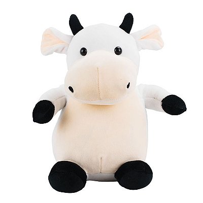 Vaquinha de Pelúcia Branca e Preta 26 cm