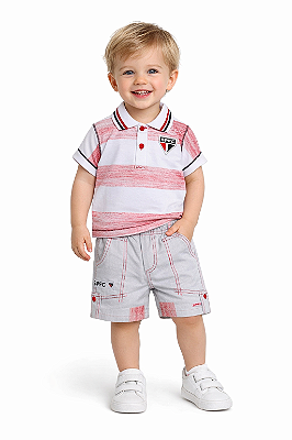Conjunto Bebê Infantil São Paulo Polo e Bermuda Oficial