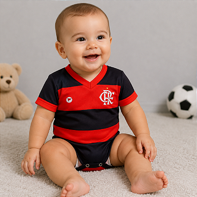 Body Bebê Flamengo Listrado Oficial Torcida Baby