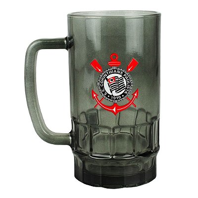 Caneca De Vidro Corinthians Preta 550ml Oficial