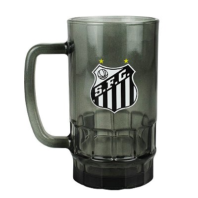 Caneca De Vidro Santos Preta 550ml Oficial
