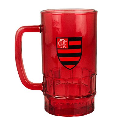 Caneca De Vidro Flamengo Vermelha 550ml Oficial