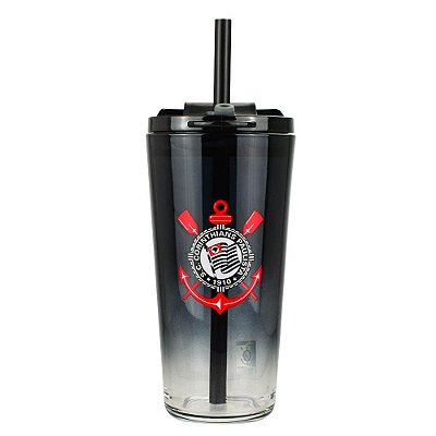 Copo de Vidro com Canudo 750ml Corinthians Oficial