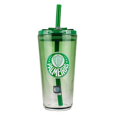 Copo de Vidro com Canudo 750ml Palmeiras Oficial