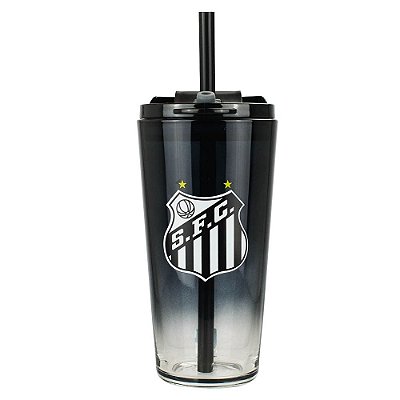 Copo de Vidro com Canudo 750ml Santos Oficial