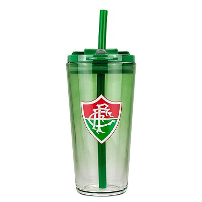 Copo de Vidro com Canudo 750ml Fluminense Oficial