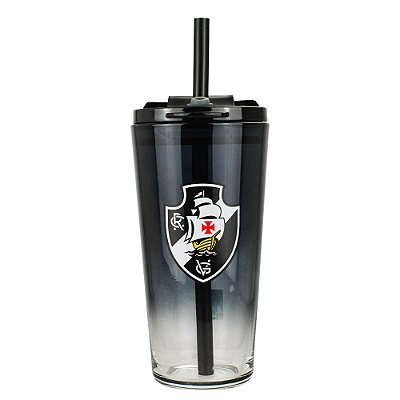 Copo de Vidro com Canudo 750ml Vasco Oficial