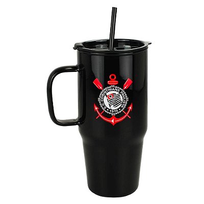 Caneca de Vidro com Canudo 1200ml Corinthians Oficial