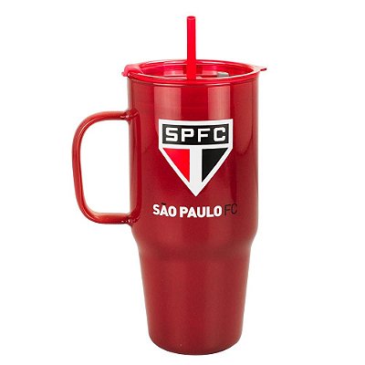 Caneca de Vidro com Canudo 1200ml São Paulo Oficial