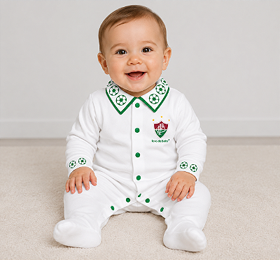 Macacão Bebê Fluminense Longo Bolinhas - Torcida Baby