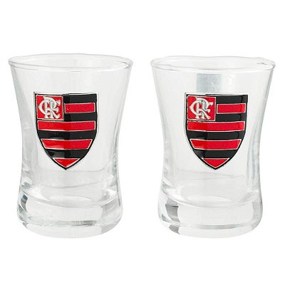 Jogo Com 2 Copos De Vidro Para Shot Flamengo 50ml