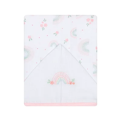 Toalha Fralda Papi Soft C/ Capuz Flores Bordado 1,10x90Cm