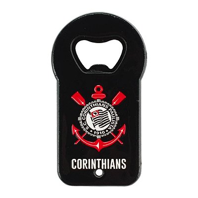 Abridor De Garrafas Corinthians Preto Com Ímã Oficial