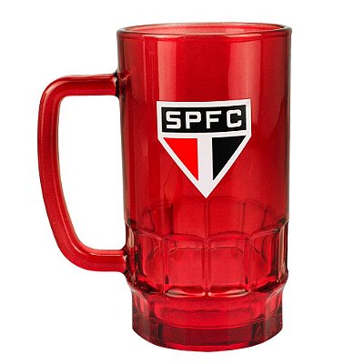 Caneca De Vidro São Paulo Vermelha 550ml Oficial