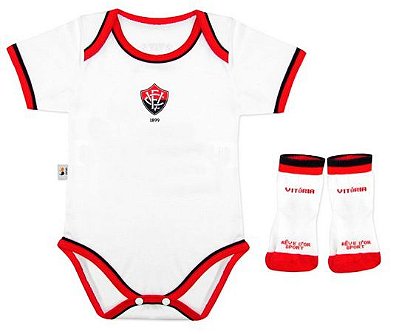 Kit Bebê Com Body e Meia Vitória Oficial