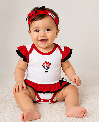 Body Saia Vitória Bebê Com Tiara Oficial