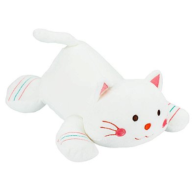 Pelúcia Gatinho Branco Deitado 30cm