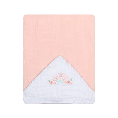 Toalhão De Banho Tinta Com Capuz Bordado 1,05MX80Cm Flores