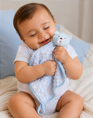 Naninha De Microfibra Com Prendedor De Chupeta Urso Azul