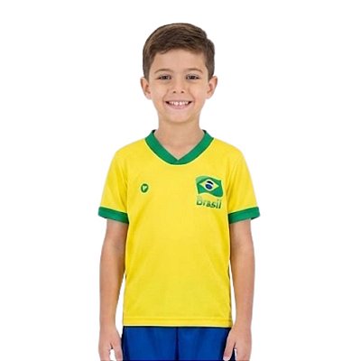 Camiseta Brasil Infantil Juvenil Amarela Torcida Baby