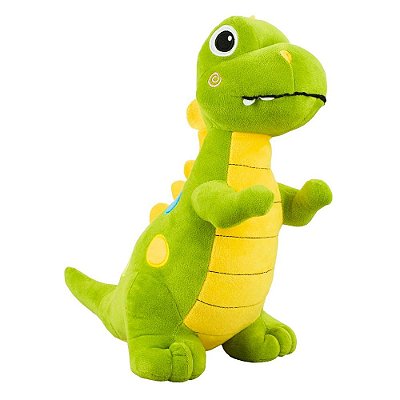 Dinossauro Pelúcia Verde Bolinhas Coloridas 34cm