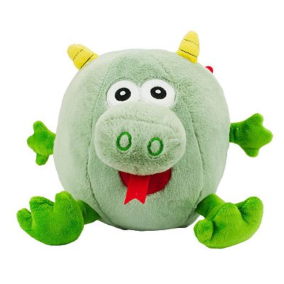 Pelúcia Dinossauro Verde Formato Bola 18cm