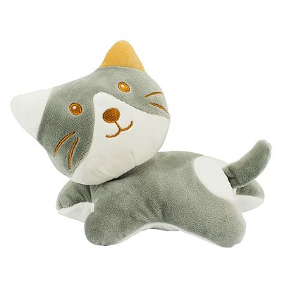 Pelúcia Gatinho Cinza Deitado 16cm