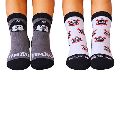 Kit 2 Pares de Meia Corinthians Infantil Oficial