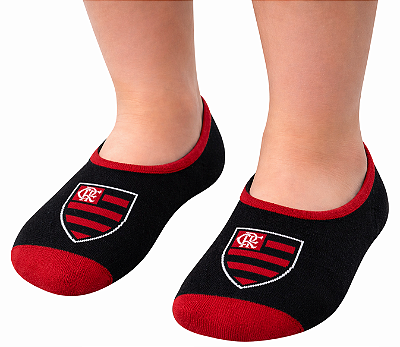 Meia Sapatilha Flamengo Infantil Preto e Vermelho Oficial